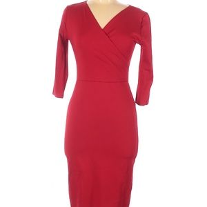 Red Faux Wrap Dress Size M
